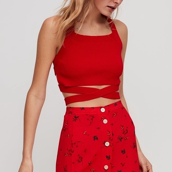 Aritzia Tops - Aritzia Wilfred Cayenne Knit Tie Top in Red